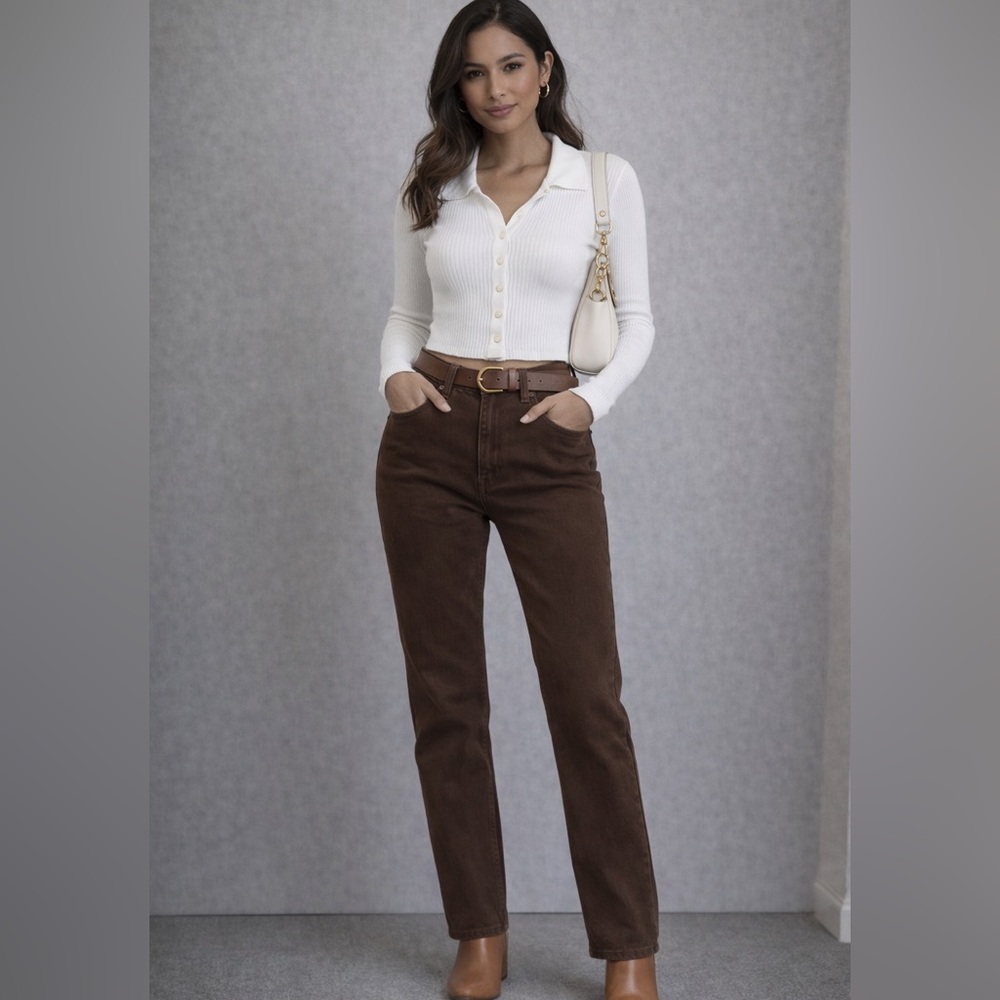 Style &‎ Co Brown Denim Jeans size 6 petite with tummy control